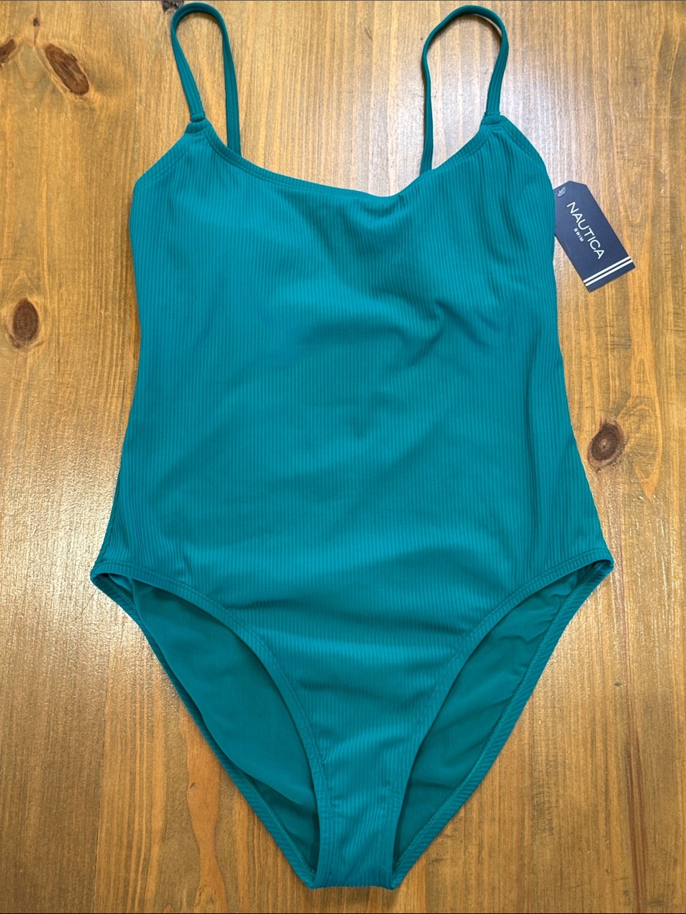 NWT Nautica ribbed one piece swimsuit in green
